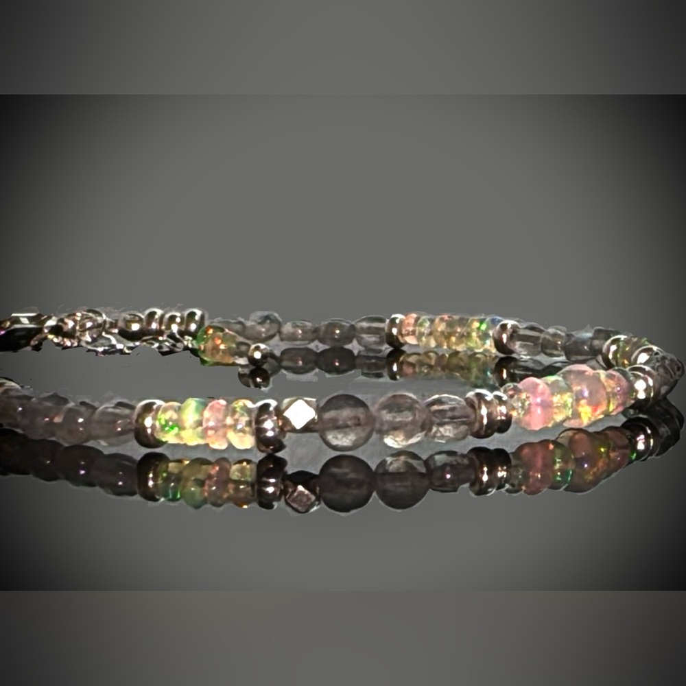 Labradorite, Ethiopian Welo Opal Bracelet in Sterling silver